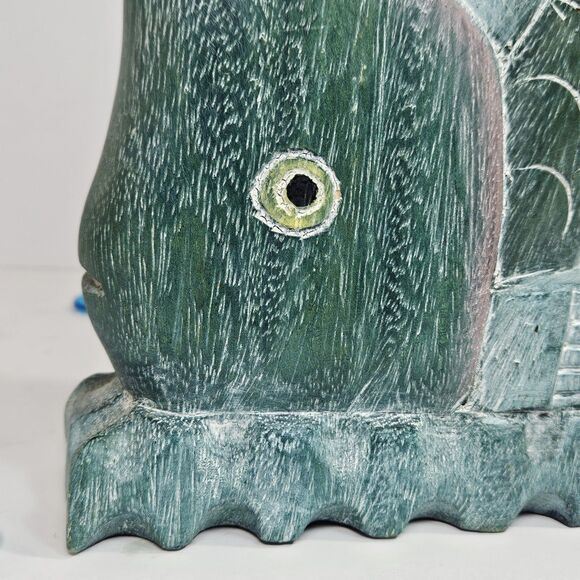 Vtg Nautical Hand Carved Thailand Wood Tropical Fish Hand Painted 3D Green Pink - Picture 2 of 12